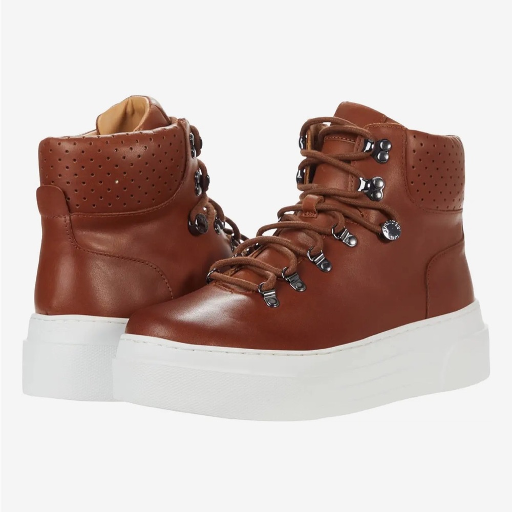 NWT J/SLIDES ADELE Tan Leather Casual Boot Sneaker - Picture 2 of 16